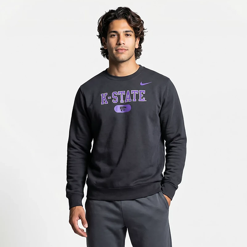 Nike Men's Kansas State University WIldcats Lavender Pill Long Sleeve Crew Fleece