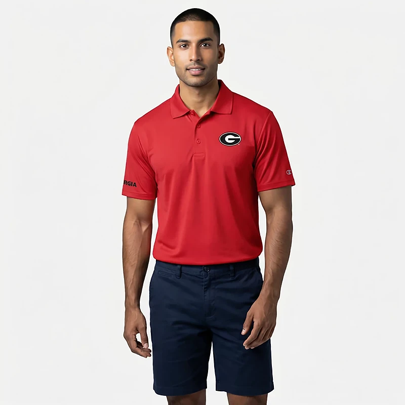 Champion Men's Georgia Team Sleeve Detail Solid Polo Shirt