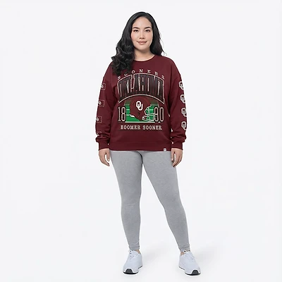 47 Brands Women's University of Oklahoma Sooners Go Big Oversized Long Sleeve Crew Fleece