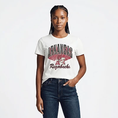 WILDCAT Retro Women's Arkansas Razorbacks Brand Vintage Crop Short Sleeve T-shirt