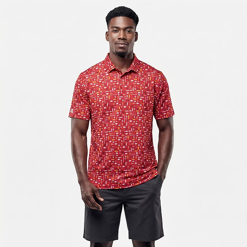 Antigua Men's Kansas City Chiefs Lateral Short Sleeve Polo