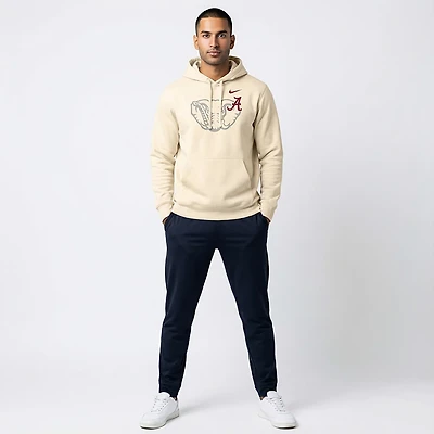 Nike Men's Alabama Primary Logo Natural Club Fleece Hoodie