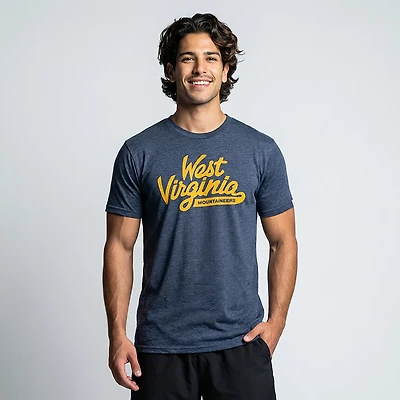 Homefield Men's West Virginia Mountaineers Retro Script Short Sleeve T-shirt