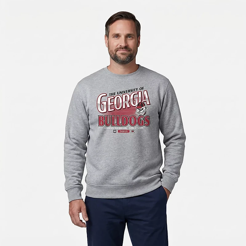 '47 Men's Georgia Bulldogs School Diagonal Regional Headline Long Sleeve Crew Sweatshirt