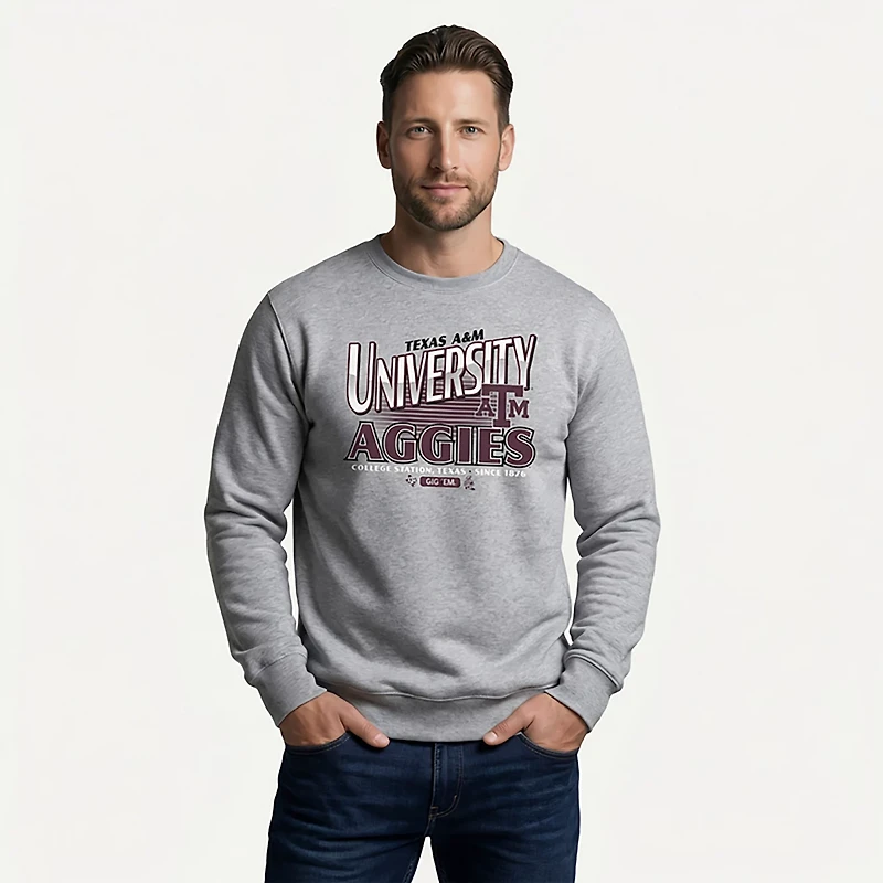 '47 Men's Texas A&M Aggies School Diagonal Regional Headline Long Sleeve Crew Sweatshirt