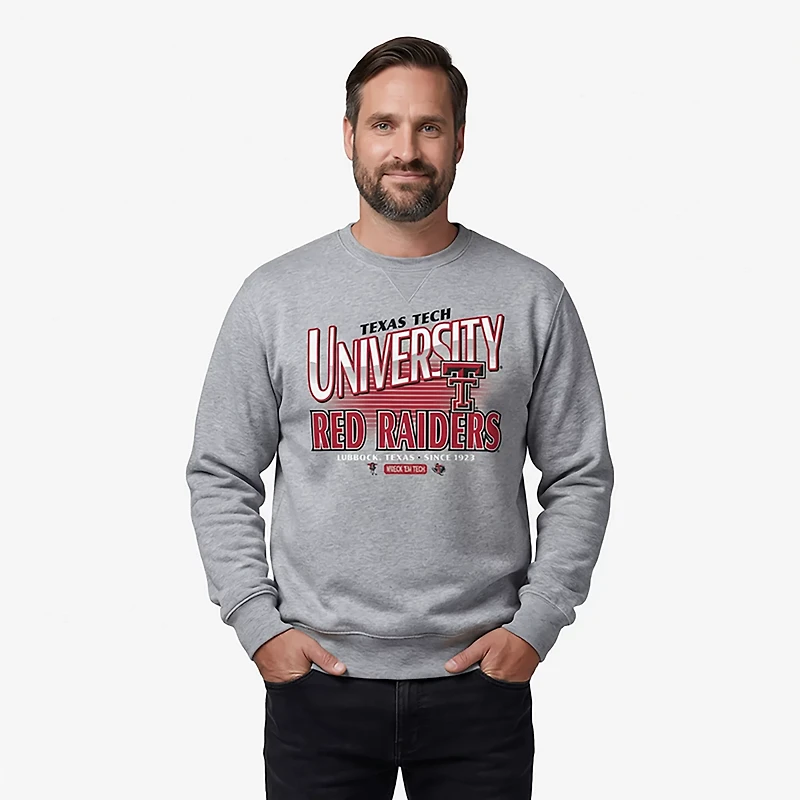 '47 Men's Texas Tech Red Raiders School Diagonal Regional Headline Long Sleeve Crew Sweatshirt