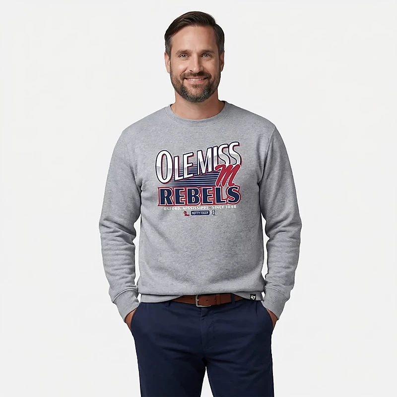 '47 Men's Ole Miss Rebels School Diagonal Regional Headline Long Sleeve Crew Sweatshirt
