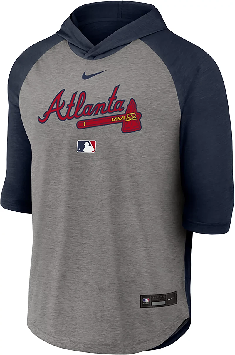 Nike Men’s Atlanta Braves 3/4-Sleeve Flux Hoodie T-Shirt