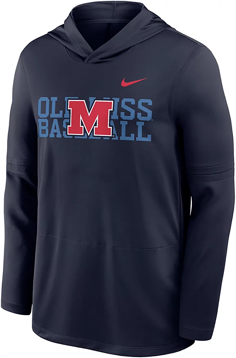 Nike Men's University of Mississippi Logo Over School Dri-FIT Hoodie Top