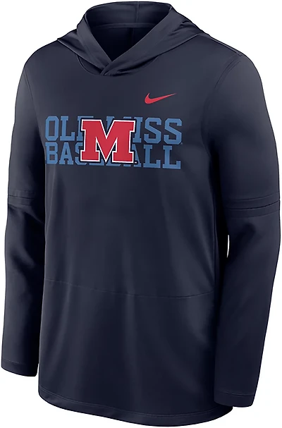 Nike Men's University of Mississippi Logo Over School Dri-FIT Hoodie Top