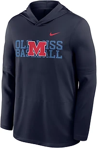 Nike Men's University of Mississippi Logo Over School Dri-FIT Hoodie Top