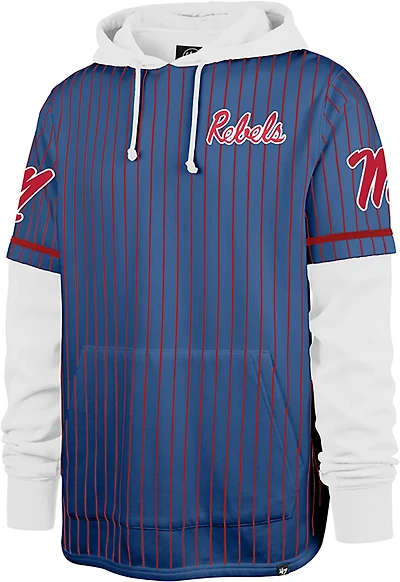 '47 University of Mississippi Primary Logo Pinstripe Double Header Hoodie