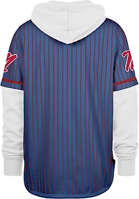 '47 University of Mississippi Primary Logo Pinstripe Double Header Hoodie