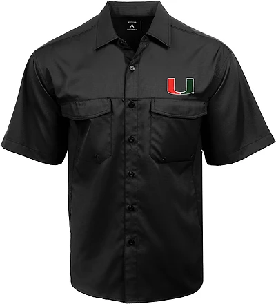 Antigua Men's Miami Hurricanes Gameday Fishing Shirt