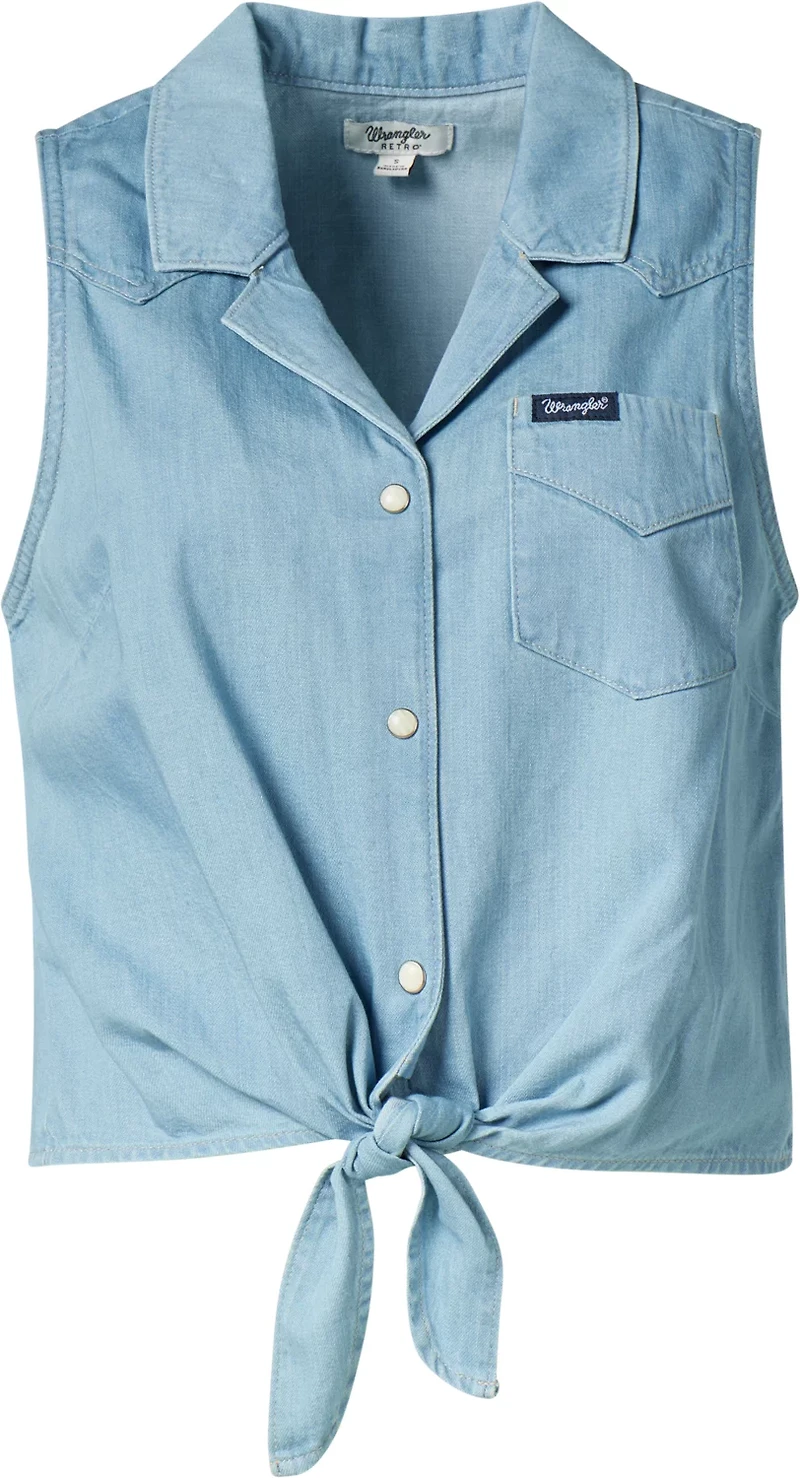 Wrangler Women's Denim Front Tie Shirt Vest