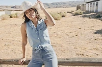 Wrangler Women's Denim Front Tie Shirt Vest