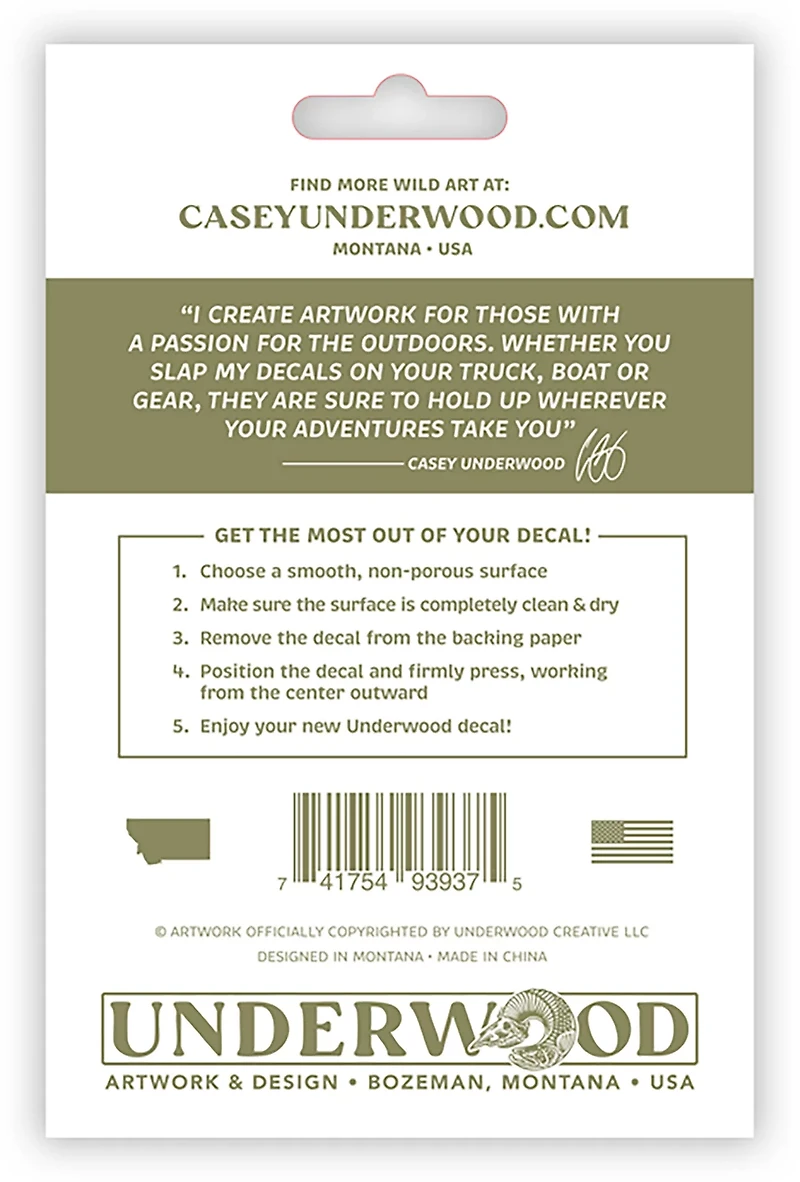 Casey Underwood Black Crappie Decal