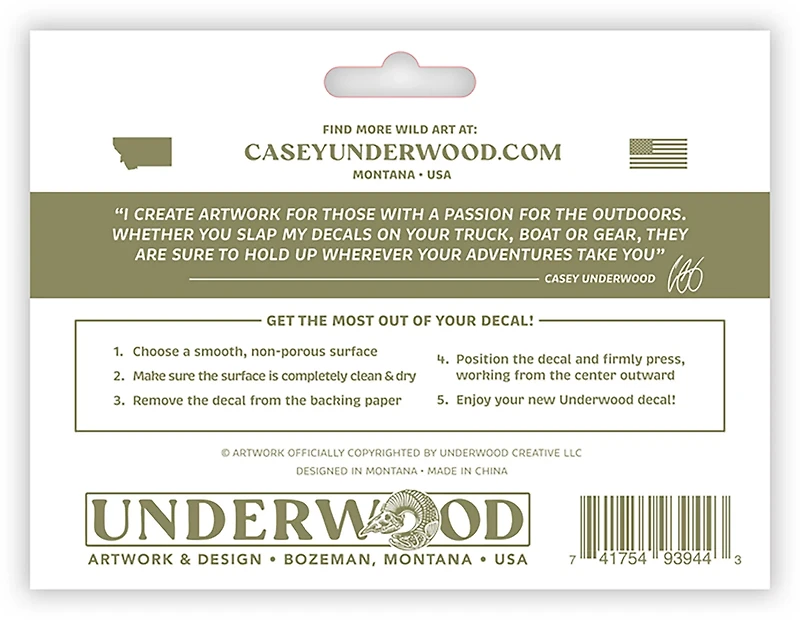 Casey Underwood Wood Duck Decal