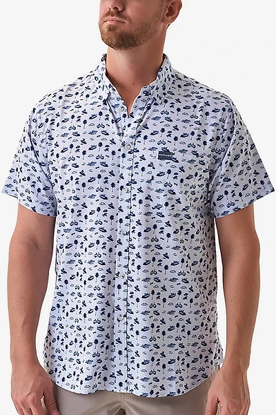 BURLEBO Men's Performance Button-Up Short Sleeve Shirt