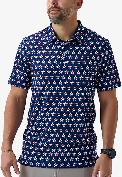 BURLEBO Men's Texas Pride Performance Polo Shirt