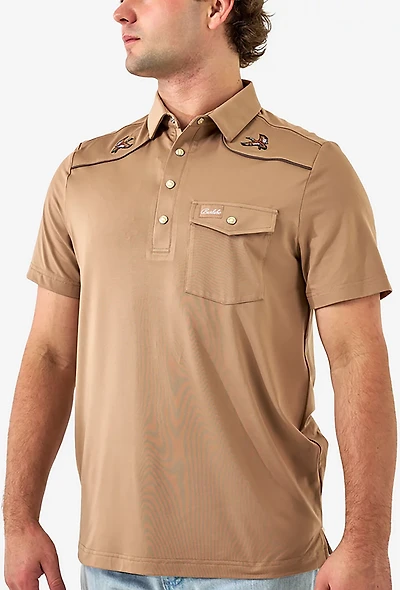 Burlebo Men's Peal Snap Performance Short Sleeve Polo Shirt