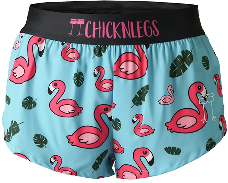 ChicknLegs Women's Blue Flamingo Split Shorts 1.5