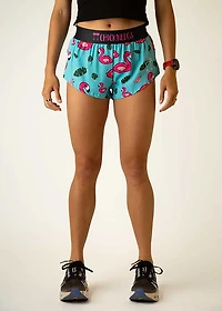 ChicknLegs Women's Blue Flamingo Split Shorts 1.5