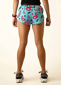 ChicknLegs Women's Blue Flamingo Split Shorts 1.5