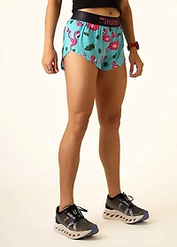 ChicknLegs Women's Blue Flamingo Split Shorts 1.5
