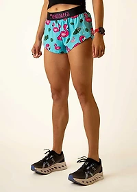 ChicknLegs Women's Blue Flamingo Split Shorts 1.5