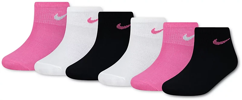 Nike Girl's Metallic Swoosh Quarter Socks 6-pack