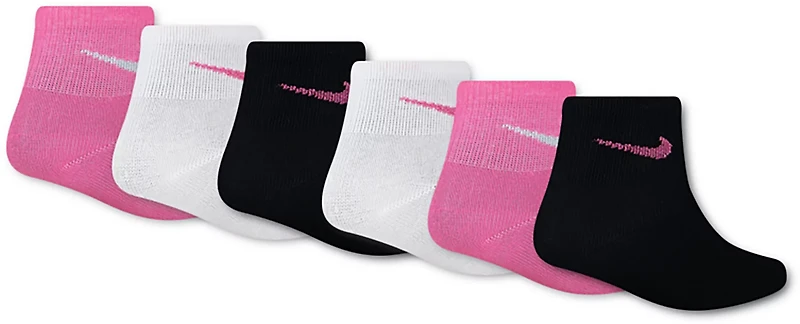 Nike Girl's Metallic Swoosh Quarter Socks 6-pack