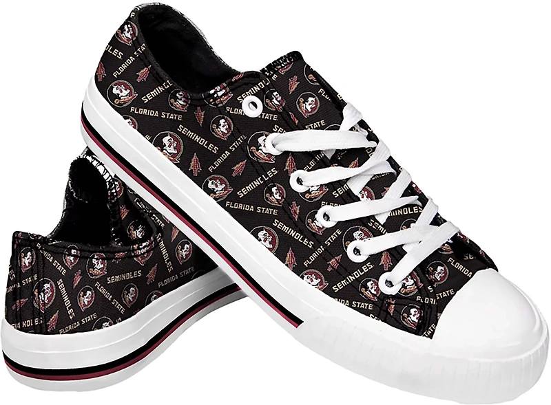 FOCO Women's Florida State Seminoles Low Top Repeat Print Canvas Shoes