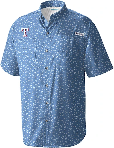 Columbia Sportswear Men's Texas Rangers Floral Micro Print Tamiami Button Up Shirt