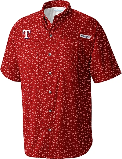 Columbia Sportswear Men's Texas Rangers Floral Micro Print Tamiami Button Up Shirt
