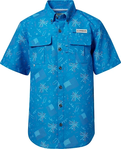 Magellan Outdoors Boys' Laguna Madre Americana Print Short Sleeve Fishing Shirt