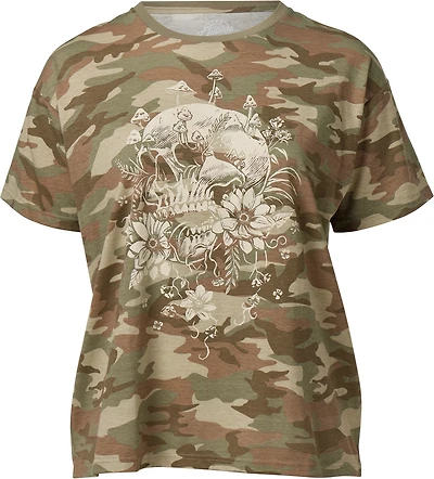 Live Outside the Limits Women's Mushroom Skull Oversized Graphic T-shirt
