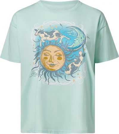 Live Outside the Limits Women's Cow Over Moon Oversized Graphic T-shirt