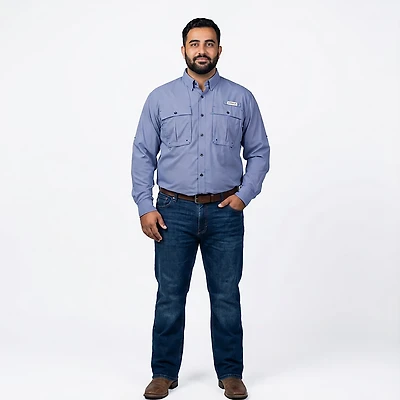 Magellan Outdoors Men's Aransas Pass Mini Check Long Sleeve Fishing Shirt