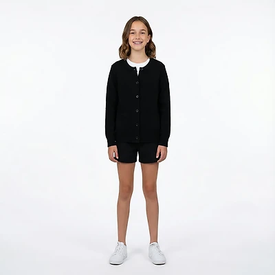 French Toast Girls' Antipill Crew Neck Cardigan Sweater