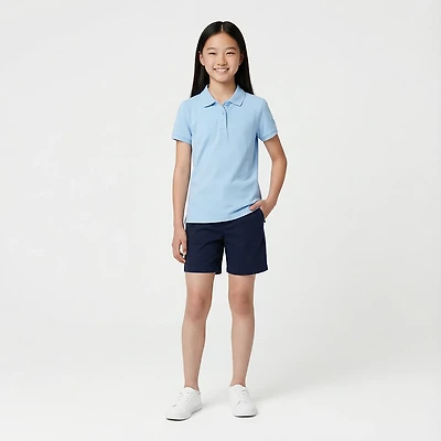 French Toast Girls' Short Sleeve Stretch Pique Polo Shirt
