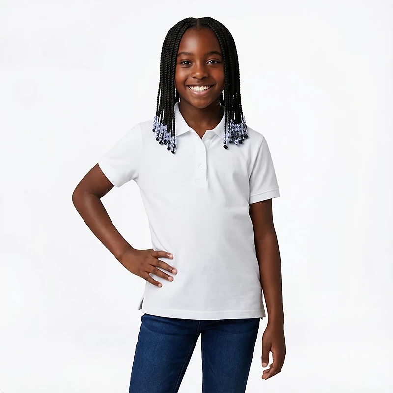 French Toast Girls' Short Sleeve Stretch Pique Polo Shirt