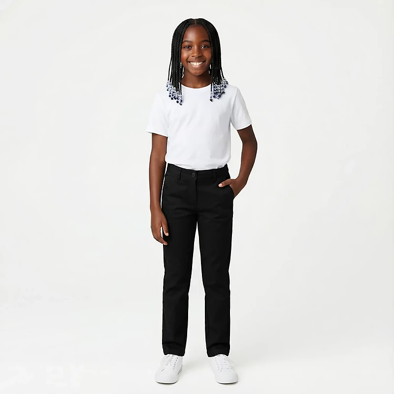 French Toast Girls' Plus Straight Leg Twill Pant