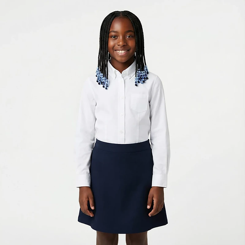 French Toast Girls' Extended Sizing Long Sleeve Oxford Blouse