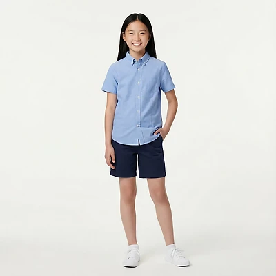French Toast Girls' Extended Sizing Short Sleeve Oxford Blouse