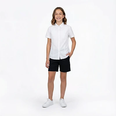 French Toast Girls' Extended Sizing Short Sleeve Oxford Blouse