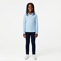 French Toast Girls' Extended Sizing Long Sleeve Stretch Pique Polo Shirt