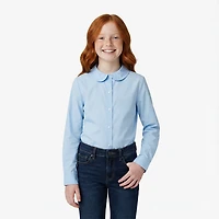 French Toast Girls' Extended Sizing Modern Peter Pan Long Sleeve Blouse