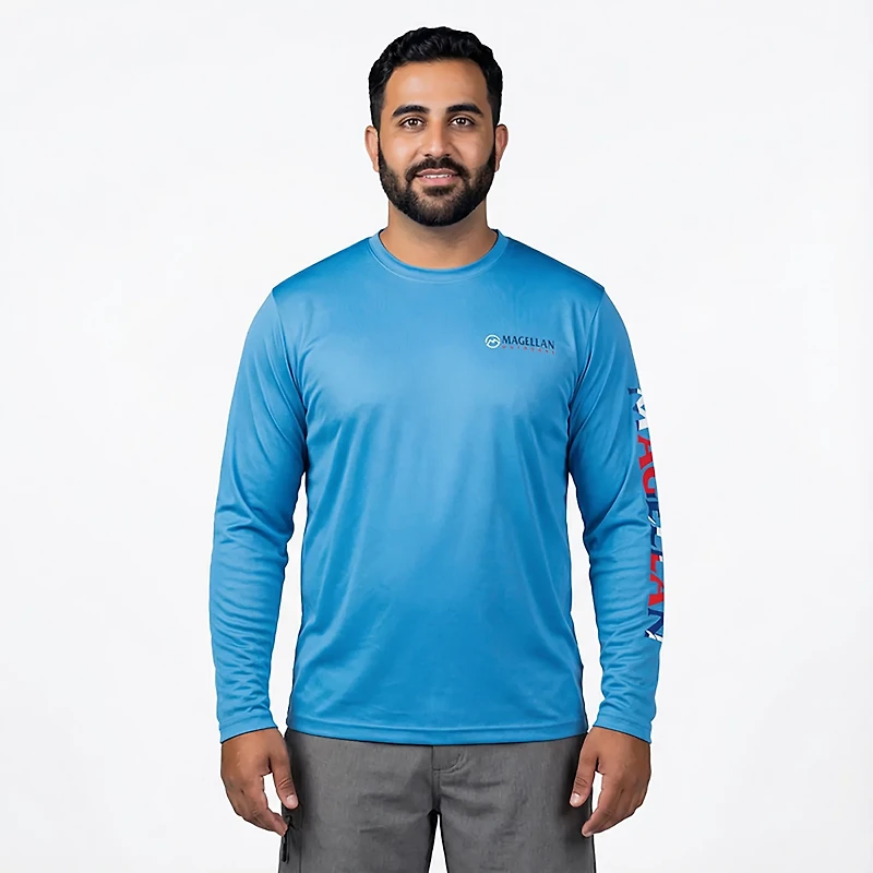 Magellan Outdoors Men's Casting Crew Print Long Sleeve Fishing Shirt
