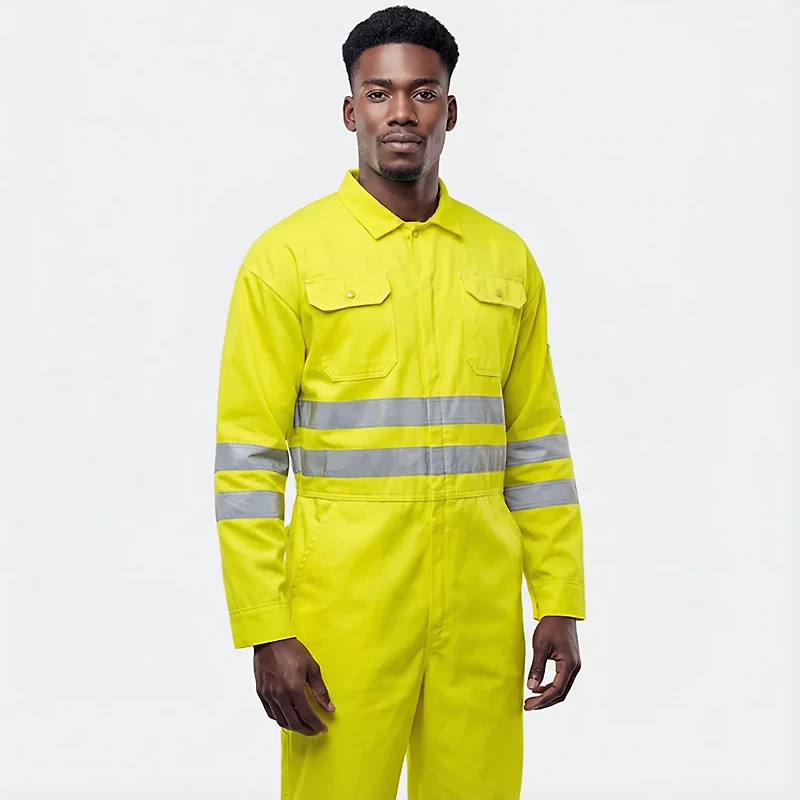 Bulwark Men's Hi-Vis Coverall with Reflective Trim
